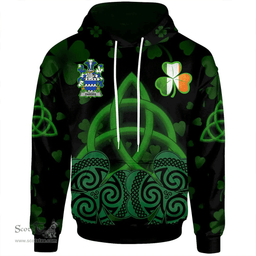 ScotsTee Shop Irish Dardes or Dardis Coat of Arms Irish Hoodie Celtic Knot And Shamrock Black Pattern