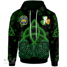 ScotsTee Shop Irish House of LYNCH Coat of Arms Irish Hoodie Celtic Knot And Shamrock Black Pattern