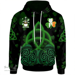 ScotsTee Shop Irish Lawless Coat of Arms Irish Hoodie Celtic Knot And Shamrock Black Pattern