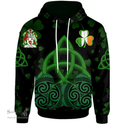 ScotsTee Shop Irish McCauley Coat of Arms Irish Hoodie Celtic Knot And Shamrock Black Pattern