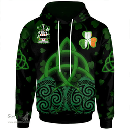 ScotsTee Shop Irish Lill Coat of Arms Irish Hoodie Celtic Knot And Shamrock Black Pattern