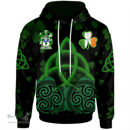 ScotsTee Shop Irish Kidd Coat of Arms Irish Hoodie Celtic Knot And Shamrock Black Pattern