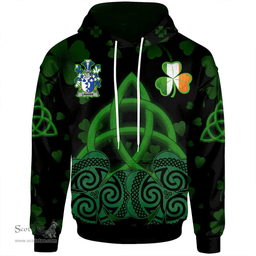 ScotsTee Shop Irish Linaker Coat of Arms Irish Hoodie Celtic Knot And Shamrock Black Pattern