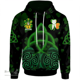 ScotsTee Shop Irish Starkey Coat of Arms Irish Hoodie Celtic Knot And Shamrock Black Pattern