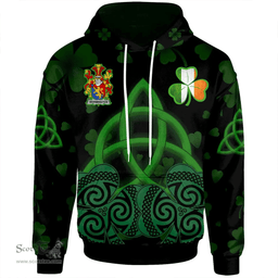 ScotsTee Shop Irish Wormington Coat of Arms Irish Hoodie Celtic Knot And Shamrock Black Pattern