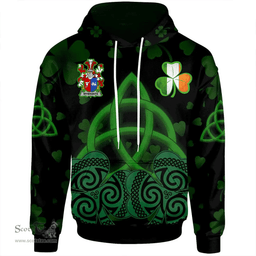 ScotsTee Shop Irish Wybrants Coat of Arms Irish Hoodie Celtic Knot And Shamrock Black Pattern