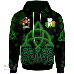 ScotsTee Shop Irish Athy Coat of Arms Irish Hoodie Celtic Knot And Shamrock Black Pattern