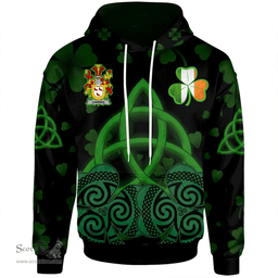 ScotsTee Shop Irish Cairnes Coat of Arms Irish Hoodie Celtic Knot And Shamrock Black Pattern