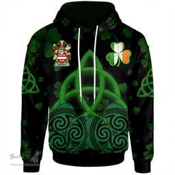 ScotsTee Shop Irish Dowdall Coat of Arms Irish Hoodie Celtic Knot And Shamrock Black Pattern