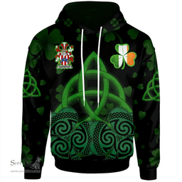 ScotsTee Shop Irish Carpenter Coat of Arms Irish Hoodie Celtic Knot And Shamrock Black Pattern