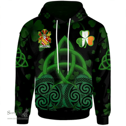 ScotsTee Shop Irish Heath Coat of Arms Irish Hoodie Celtic Knot And Shamrock Black Pattern