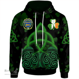 ScotsTee Shop Irish House of MACGOVERN Coat of Arms Irish Hoodie Celtic Knot And Shamrock Black Pattern