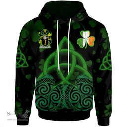 ScotsTee Shop Irish Gillman Coat of Arms Irish Hoodie Celtic Knot And Shamrock Black Pattern