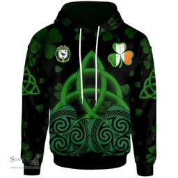 ScotsTee Shop Irish House of Crowley Coat of Arms Irish Hoodie Celtic Knot And Shamrock Black Pattern