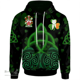 ScotsTee Shop Irish Langton Coat of Arms Irish Hoodie Celtic Knot And Shamrock Black Pattern