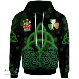 ScotsTee Shop Irish Lambert Coat of Arms Irish Hoodie Celtic Knot And Shamrock Black Pattern