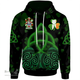 ScotsTee Shop Irish Litton Coat of Arms Irish Hoodie Celtic Knot And Shamrock Black Pattern