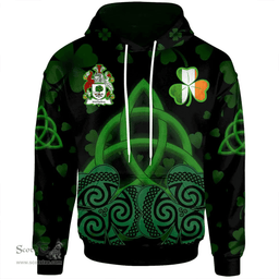 ScotsTee Shop Irish McCluskey Coat of Arms Irish Hoodie Celtic Knot And Shamrock Black Pattern