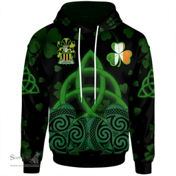 ScotsTee Shop Irish Langford Coat of Arms Irish Hoodie Celtic Knot And Shamrock Black Pattern