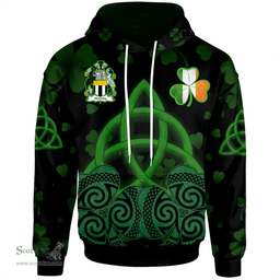 ScotsTee Shop Irish McGinty Coat of Arms Irish Hoodie Celtic Knot And Shamrock Black Pattern