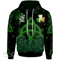 ScotsTee Shop Irish Lawson Coat of Arms Irish Hoodie Celtic Knot And Shamrock Black Pattern