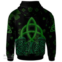 ScotsTee Shop Irish Kingdon Coat of Arms Irish Hoodie Celtic Knot And Shamrock Black Pattern