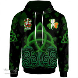 ScotsTee Shop Irish Owens Coat of Arms Irish Hoodie Celtic Knot And Shamrock Black Pattern
