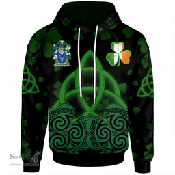 ScotsTee Shop Irish McFetridge Coat of Arms Irish Hoodie Celtic Knot And Shamrock Black Pattern