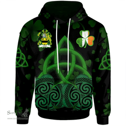 ScotsTee Shop Irish McFall Coat of Arms Irish Hoodie Celtic Knot And Shamrock Black Pattern