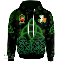 ScotsTee Shop Irish Keyes Coat of Arms Irish Hoodie Celtic Knot And Shamrock Black Pattern