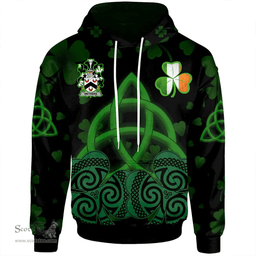 ScotsTee Shop Irish Wethers Coat of Arms Irish Hoodie Celtic Knot And Shamrock Black Pattern