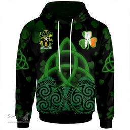 ScotsTee Shop Irish Towers Coat of Arms Irish Hoodie Celtic Knot And Shamrock Black Pattern