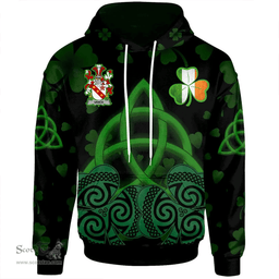 ScotsTee Shop Irish Vance Coat of Arms Irish Hoodie Celtic Knot And Shamrock Black Pattern