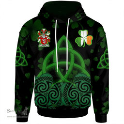 ScotsTee Shop Irish Stack Coat of Arms Irish Hoodie Celtic Knot And Shamrock Black Pattern
