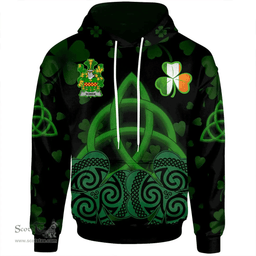 ScotsTee Shop Irish Rowan Coat of Arms Irish Hoodie Celtic Knot And Shamrock Black Pattern