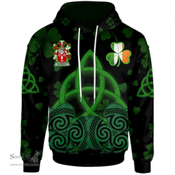 ScotsTee Shop Irish Worsopp Coat of Arms Irish Hoodie Celtic Knot And Shamrock Black Pattern