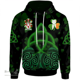 ScotsTee Shop Irish Truell Coat of Arms Irish Hoodie Celtic Knot And Shamrock Black Pattern