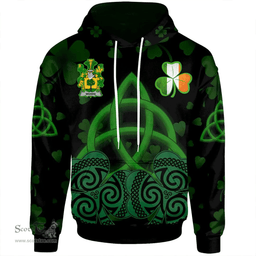 ScotsTee Shop Irish Woods Coat of Arms Irish Hoodie Celtic Knot And Shamrock Black Pattern
