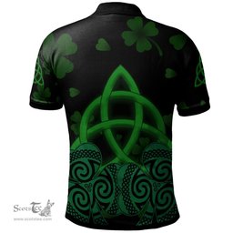 ScotsTee Shop Irish Miller Coat of Arms Irish Polo Shirt Celtic Knot And Shamrock Black Pattern