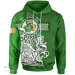 ScotsTee Shop Irish Dancer Coat of Arms Irish Hoodie Celtic Irish Shamrock Flag With Celtic Cross