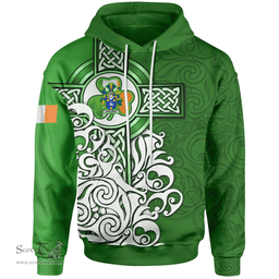 ScotsTee Shop Irish Holland Coat of Arms Irish Hoodie Celtic Irish Shamrock Flag With Celtic Cross