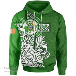 ScotsTee Shop Irish Jephson Coat of Arms Irish Hoodie Celtic Irish Shamrock Flag With Celtic Cross