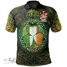 ScotsTee Shop Irish Atkinson Coat of Arms Irish Polo Shirt Circle Celtic Tree And Shamrock
