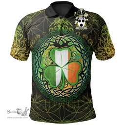 ScotsTee Shop Irish Basile Coat of Arms Irish Polo Shirt Circle Celtic Tree And Shamrock