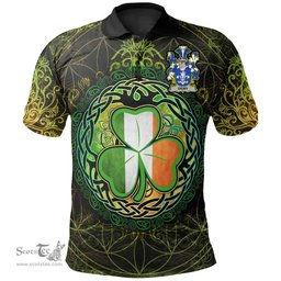 ScotsTee Shop Irish Digby Coat of Arms Irish Polo Shirt Circle Celtic Tree And Shamrock