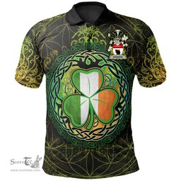 ScotsTee Shop Irish Dickson Coat of Arms Irish Polo Shirt Circle Celtic Tree And Shamrock
