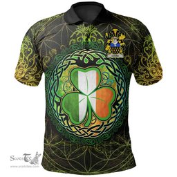 ScotsTee Shop Irish Cooke Coat of Arms Irish Polo Shirt Circle Celtic Tree And Shamrock