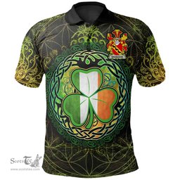 ScotsTee Shop Irish Brabazon Coat of Arms Irish Polo Shirt Circle Celtic Tree And Shamrock