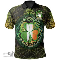 ScotsTee Shop Irish Callaghan or O'Callaghan Coat of Arms Irish Polo Shirt Circle Celtic Tree And Shamrock