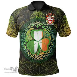 ScotsTee Shop Irish Chapman Coat of Arms Irish Polo Shirt Circle Celtic Tree And Shamrock
